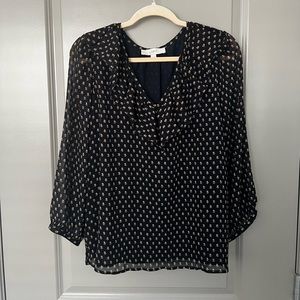 LOFT 3/4 Sleeve Floral Blouse with Neck Detail